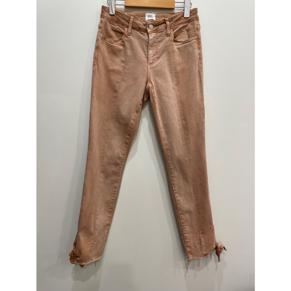 Wash Lab Orange Tan Mid Rise Skinny Jeans Ankle bow raw hem women’s Size 27